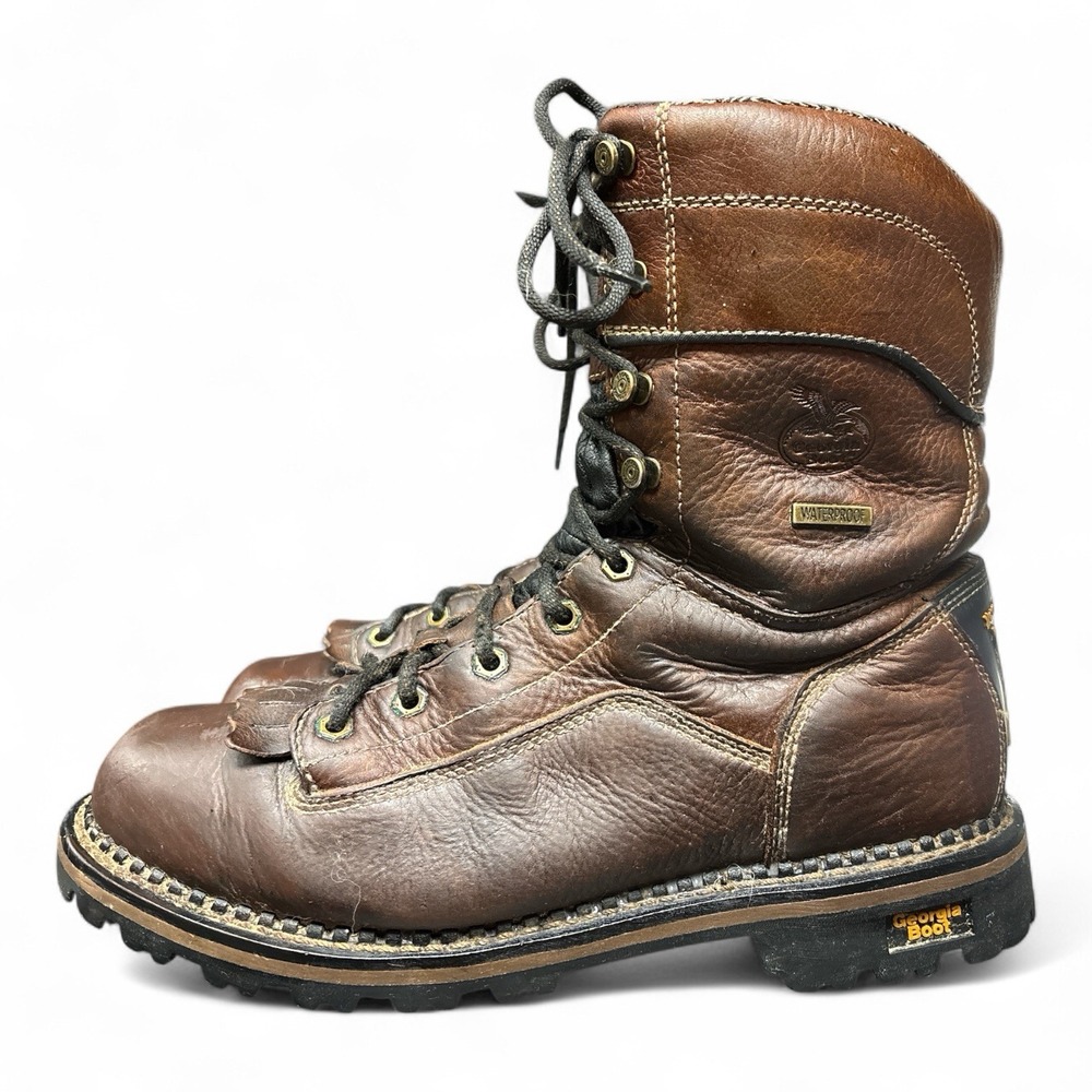 Georgia AMP LT Logger Low Heel Waterproof Leather Work Boots, Men's 11.5 - Picture 2 of 6